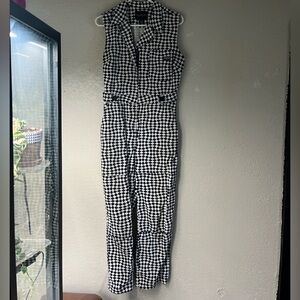 Sleeveless Navy & White Checker Jumpsuit Wildfang